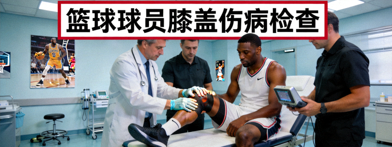 篮球球员伤病报道 - 医疗团队检查运动员膝盖